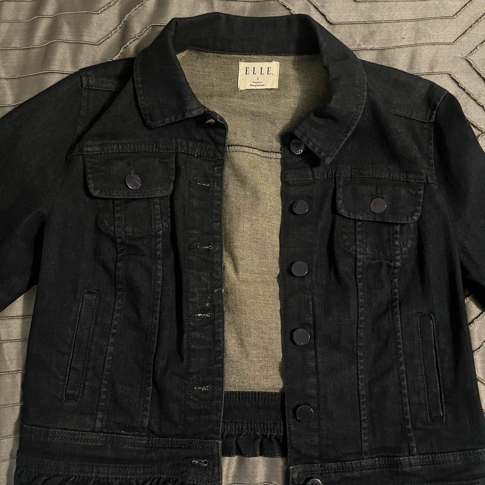 Elle Charcoal Button-Up Denim Jacket